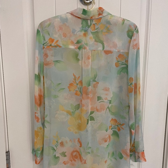 J Jill Chiffon Sheer Long Sleeved Blouse, Size M - Picture 2 of 14